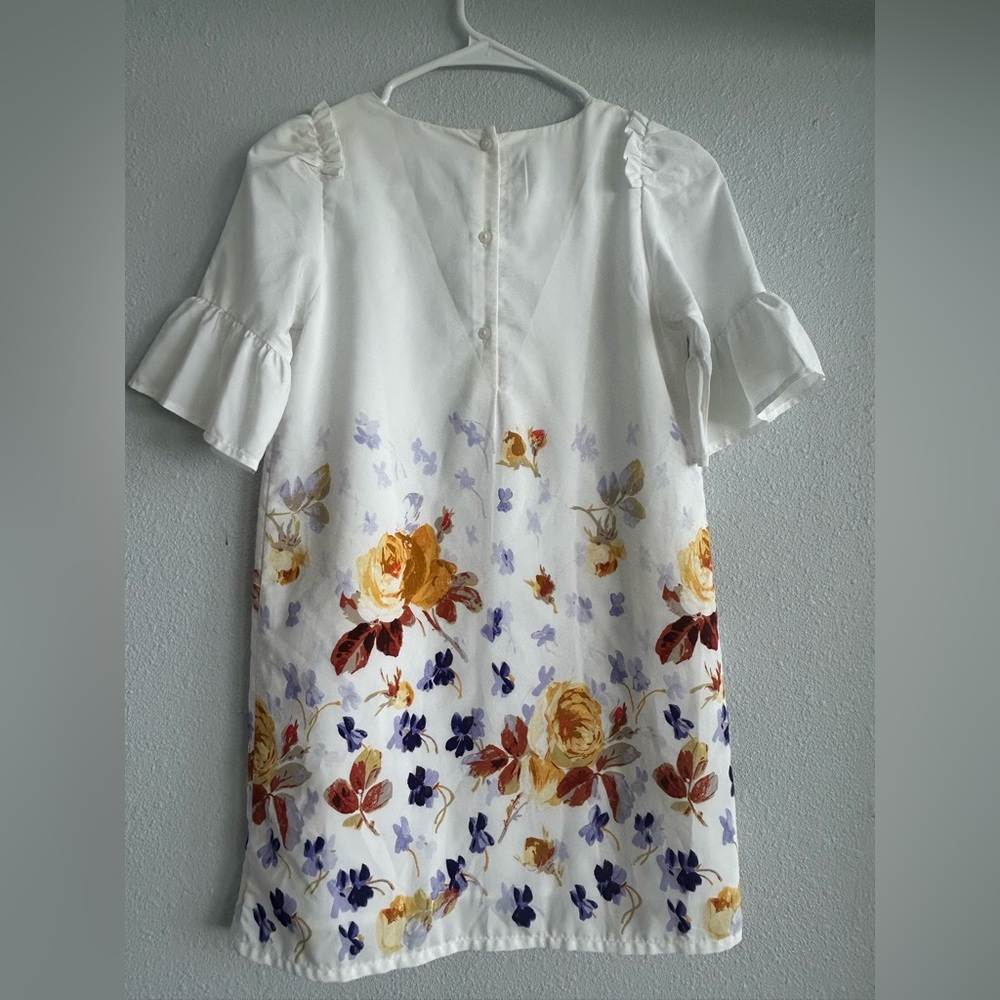 Janie And Jack Floral White Dress with Ruffled Sleeves - Picture 2 of 3